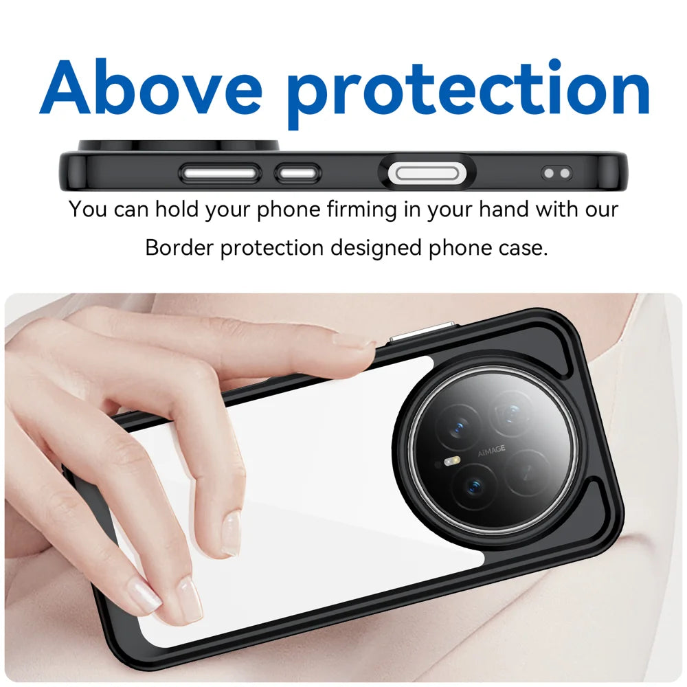 WANLONFENG For Honor Magic8 5G Phone Case  XC Series TPU Acrylic Cover with Tempered Glass (Big Lens Hole) - Black - 5