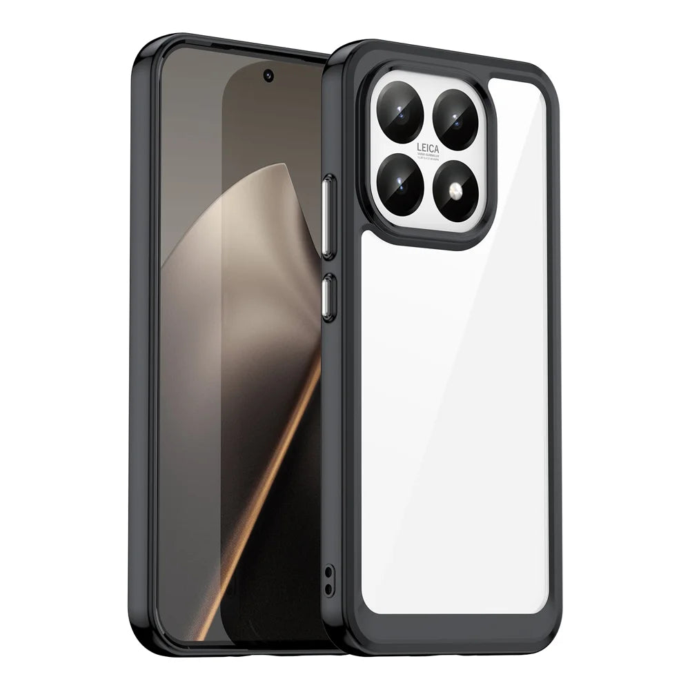 WANLONFENG For Xiaomi 15T Phone Case  XC Series TPU Acrylic Cover with Tempered Glass (Big Lens Hole) - Black - 2