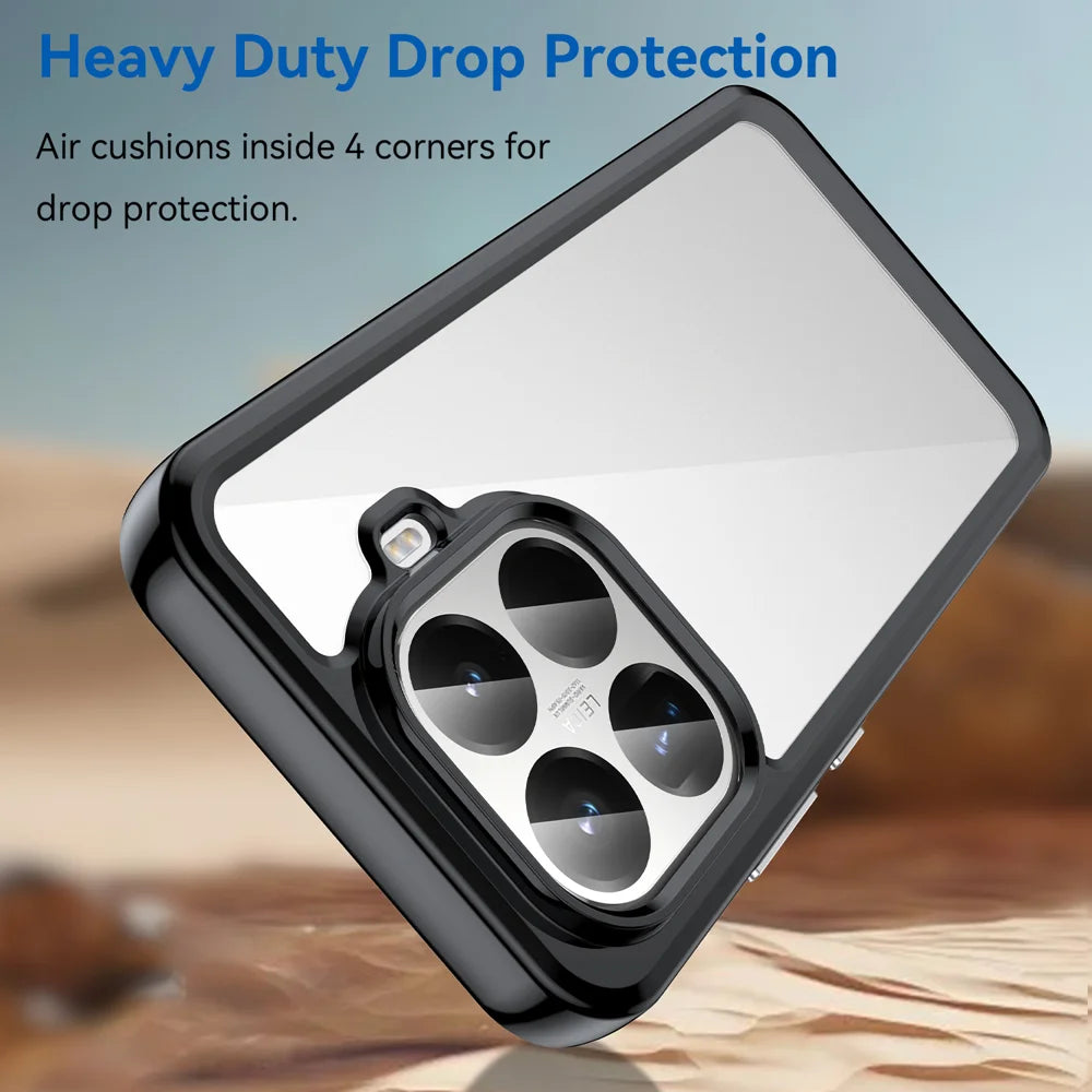 WANLONFENG For Xiaomi 15T Pro Phone Case  XC Series TPU Acrylic Cover with Tempered Glass (Big Lens Hole) - Black - 4