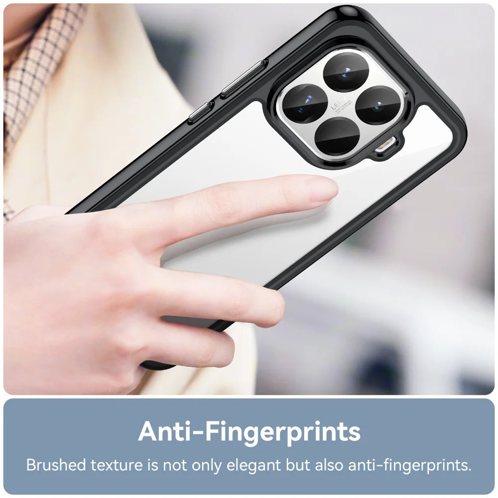 WANLONFENG For Xiaomi 15T Pro Phone Case  XC Series TPU Acrylic Cover with Tempered Glass (Big Lens Hole) - Black - 6