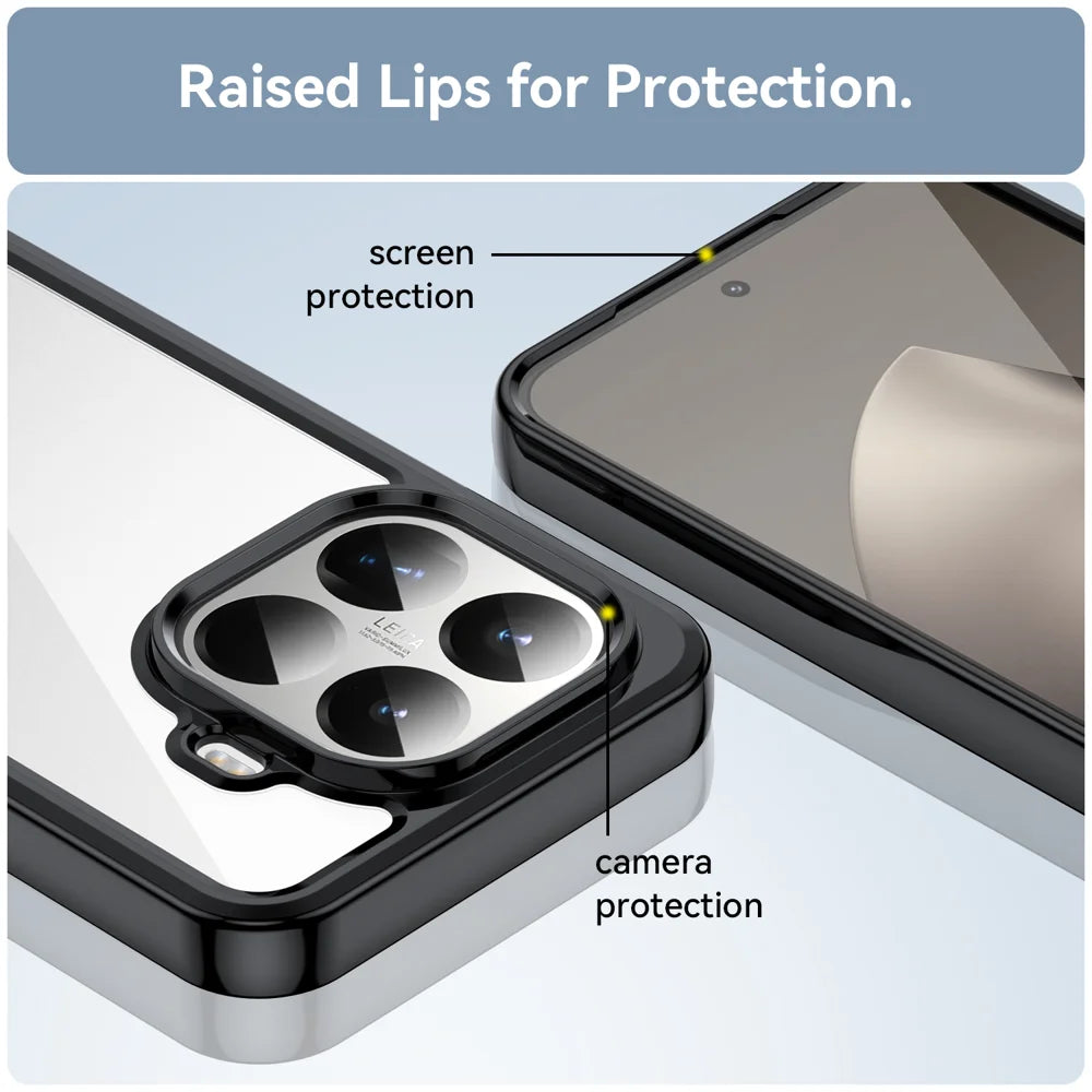 WANLONFENG For Xiaomi 15T Pro Phone Case  XC Series TPU Acrylic Cover with Tempered Glass (Big Lens Hole) - Black - 7