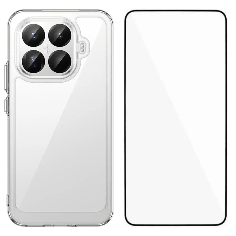 WANLONFENG For Xiaomi 15T Pro Case  MF Series TPU Acrylic Clear Phone Cover with Tempered Glass Film - Transparent - 1