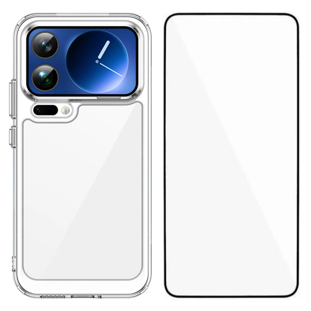 WANLONFENG For Xiaomi 17 Pro Case  MF Series TPU Acrylic Clear Phone Cover with Tempered Glass Film - Transparent - 1