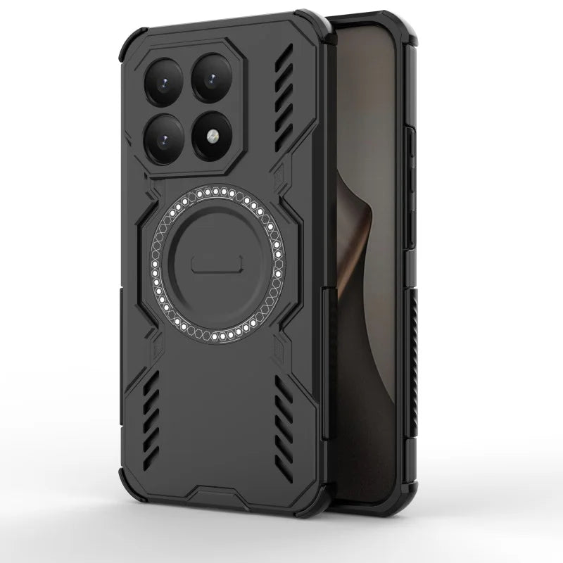 WANLONFENG For Xiaomi 15T Magnetic Case  DJ Series PC TPU Phone Cover with 2Pcs Tempered Glass Film - Black - 4