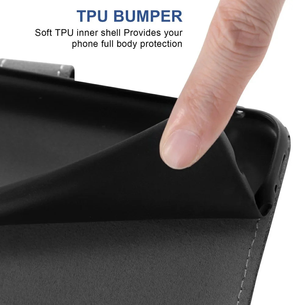 For Sony Xperia 10 VII Case Retro PU Leather Wallet Phone Cover with Rotating Card Slots Holder - Black - 5
