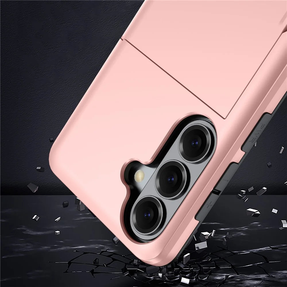 For Samsung Galaxy S26+ Case with Card Holder TPU + PC Phone Back Cover - Rose Gold - 4