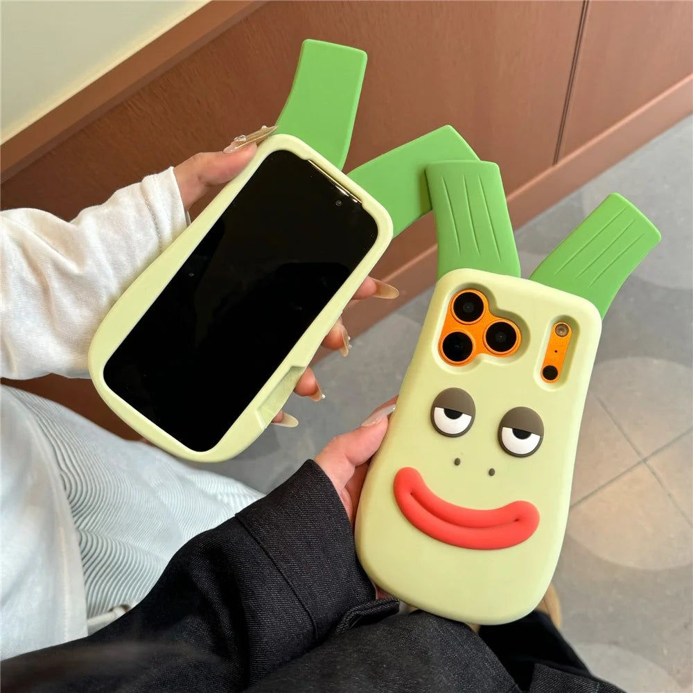 For iPhone 18 Pro Max / 17 Pro Max Silicone Case Cute Big Green Onion Design Shockproof Phone Back Cover - 3