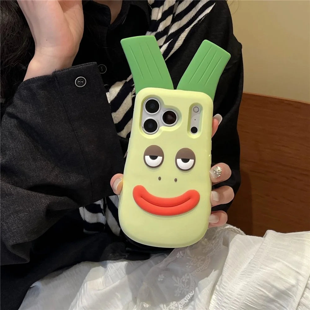 For iPhone 18 Pro Max / 17 Pro Max Silicone Case Cute Big Green Onion Design Shockproof Phone Back Cover - 7