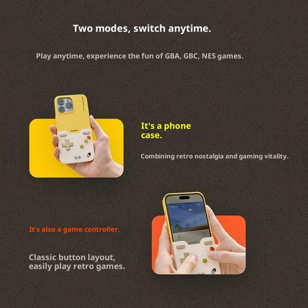 BITMOLAB GAMEBABY For iPhone 17 Pro Max Case Retro Handheld Game Console Design Phone Cover - Yellow + Beige - 2