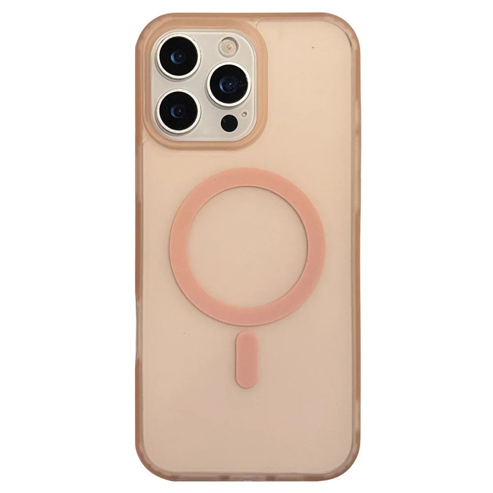 For iPhone 16 Pro Max Phone Case Compatible with MagSafe TPU PC Skin-Feel Phone Back Cover - Pink - 1