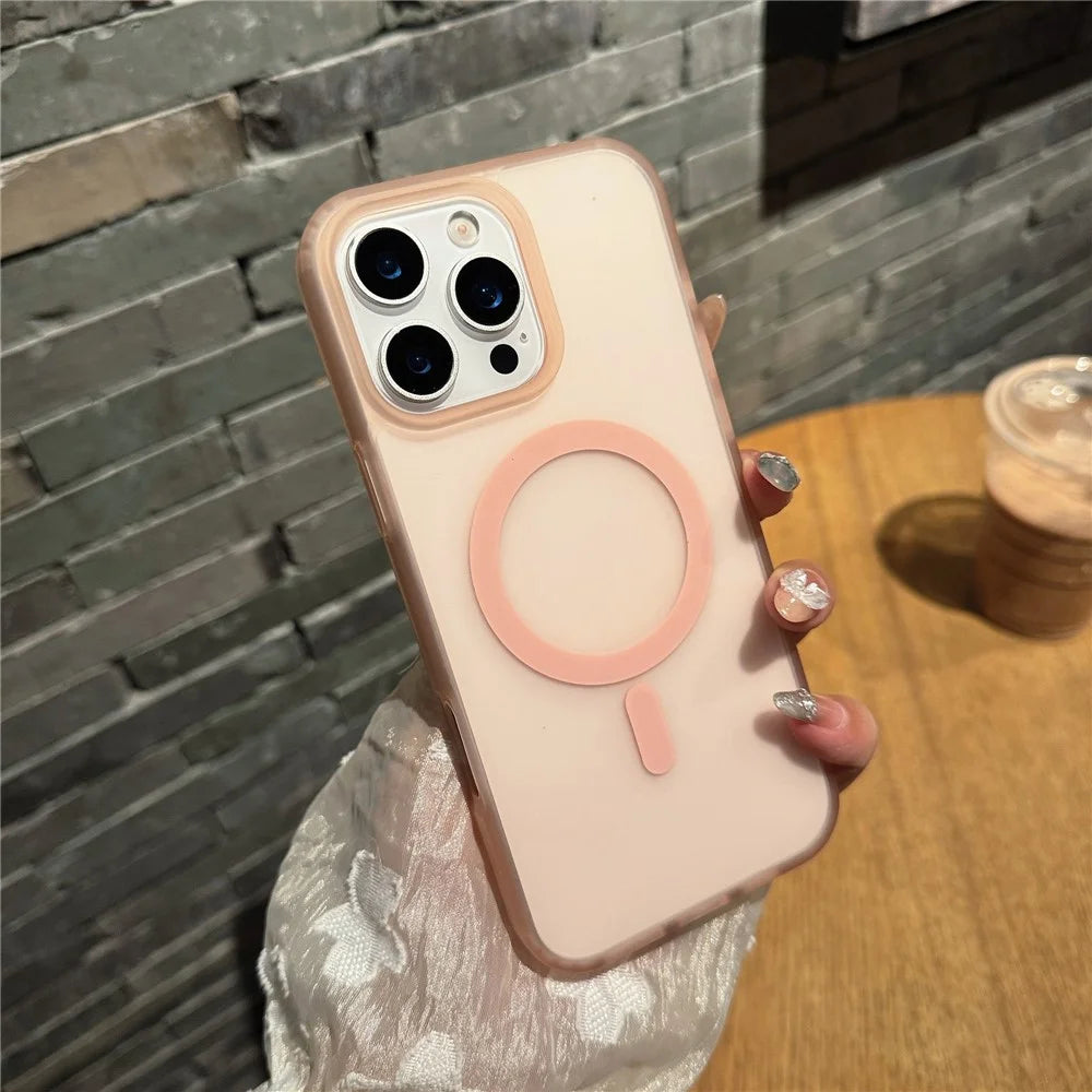 For iPhone 16 Pro Max Phone Case Compatible with MagSafe TPU PC Skin-Feel Phone Back Cover - Pink - 2