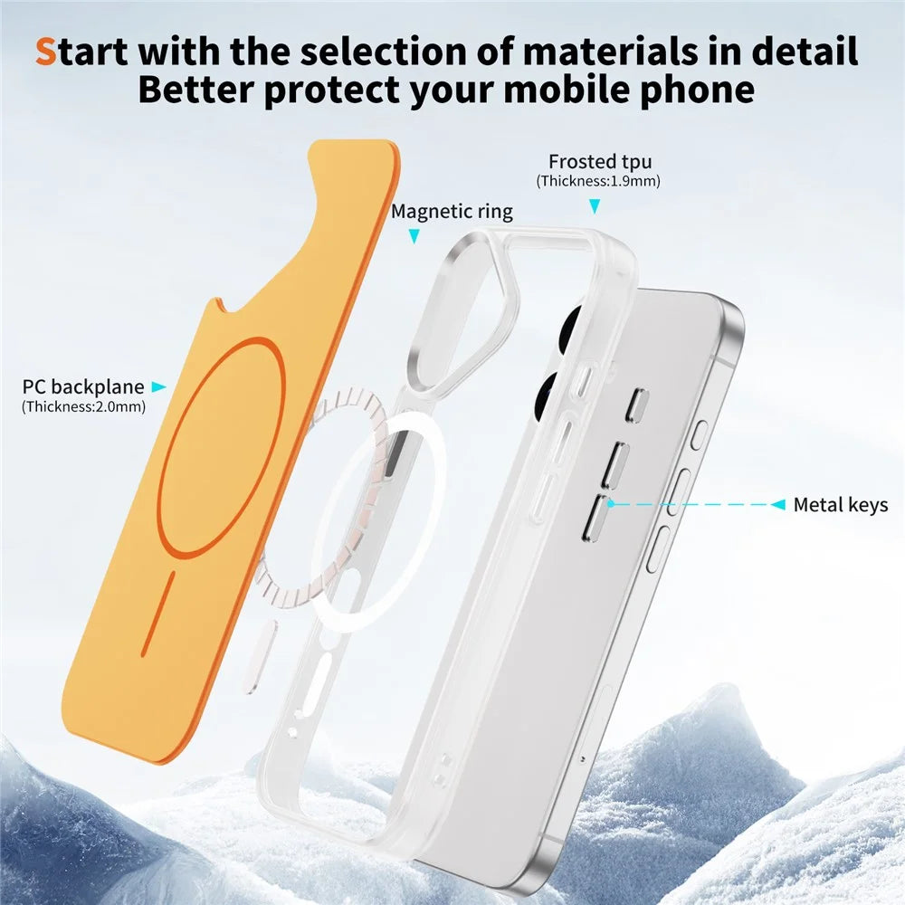 For iPhone 17 Case Compatible with MagSafe Skin Touch TPU PC Phone Back Cover - Orange - 6