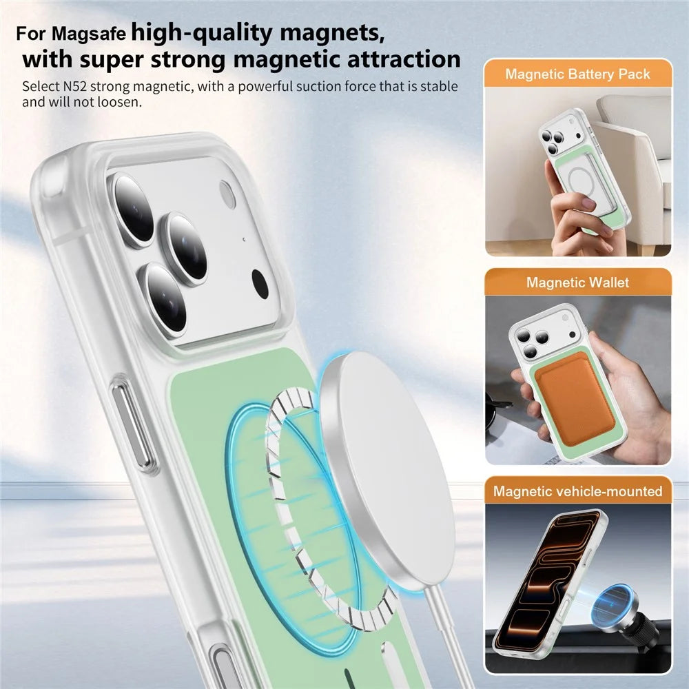 For iPhone 18 Pro / 17 Pro Case Compatible with MagSafe Skin Touch TPU PC Phone Back Cover - Green - 6