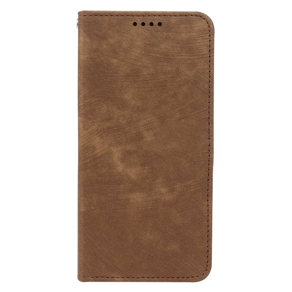 For Sony Xperia 10 VII Case Strong Magnetic Leather Wallet Phone Cover with Striped Texture - Brown - 4