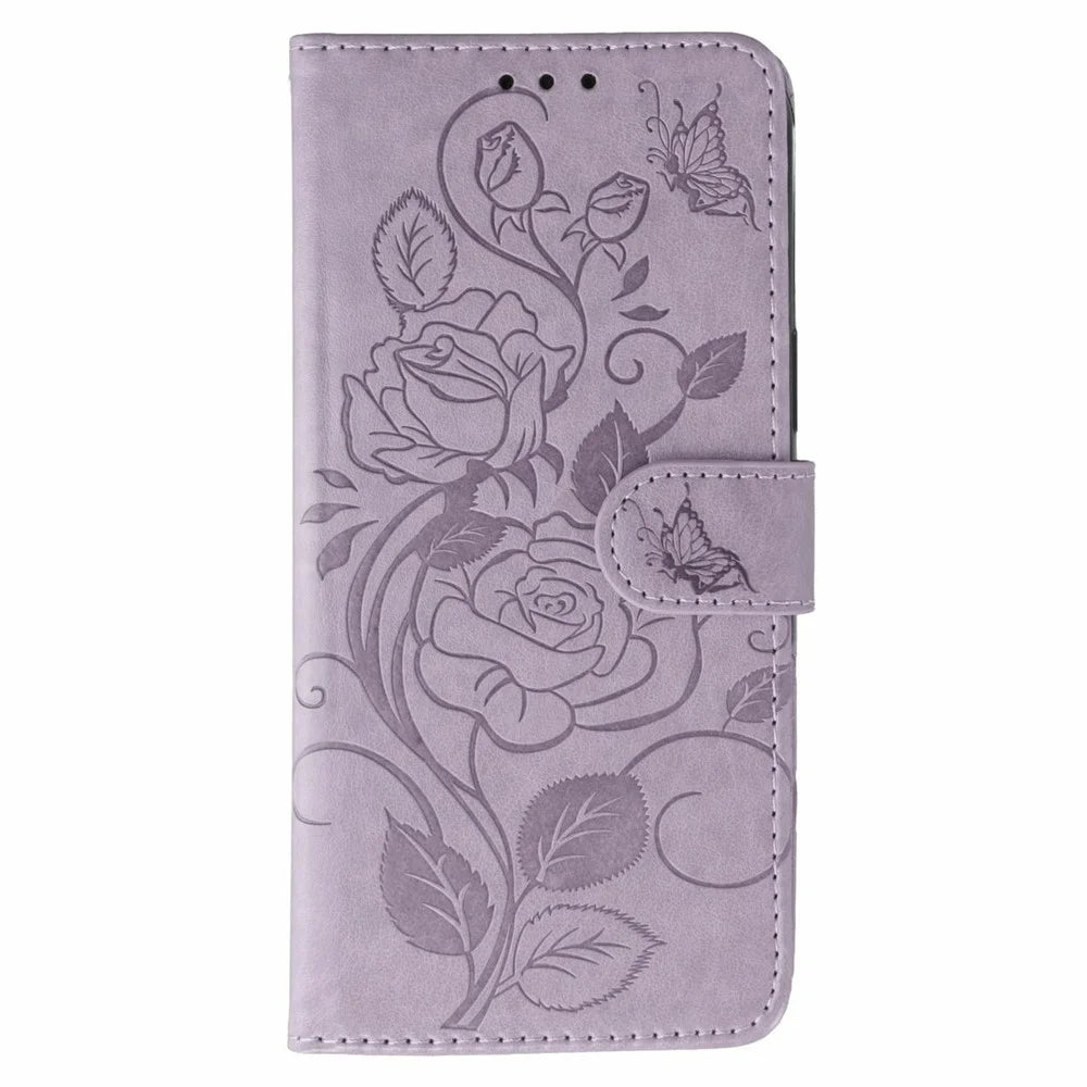 For OnePlus 15R 5G / Ace 6T 5G / Ace 6 5G Case Wallet Stand Imprinted Rose Butterfly PU Leather Phone Cover - Purple - 4