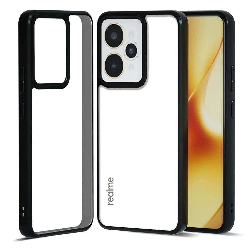 IBMRS For Realme 15 Pro 5G Case Soft TPU Frame Hard PC Back Anti-Fall Phone Cover - Transparent Black - 1
