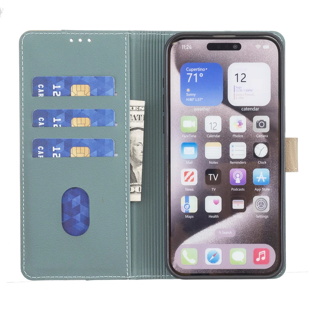 BINFEN COLOR For Samsung Galaxy S26+ Leather Case  Splicing Color RFID Blocking Wallet Stand Phone Cover - Green - 7