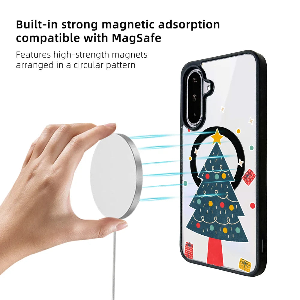 EYCASE For Samsung Galaxy A15 4G / Galaxy A15 5G Christmas Series Magnetic Case  Pattern Print TPU + Acrylic Cover Magnetic Case - Minimalist Christmas Tree - 4