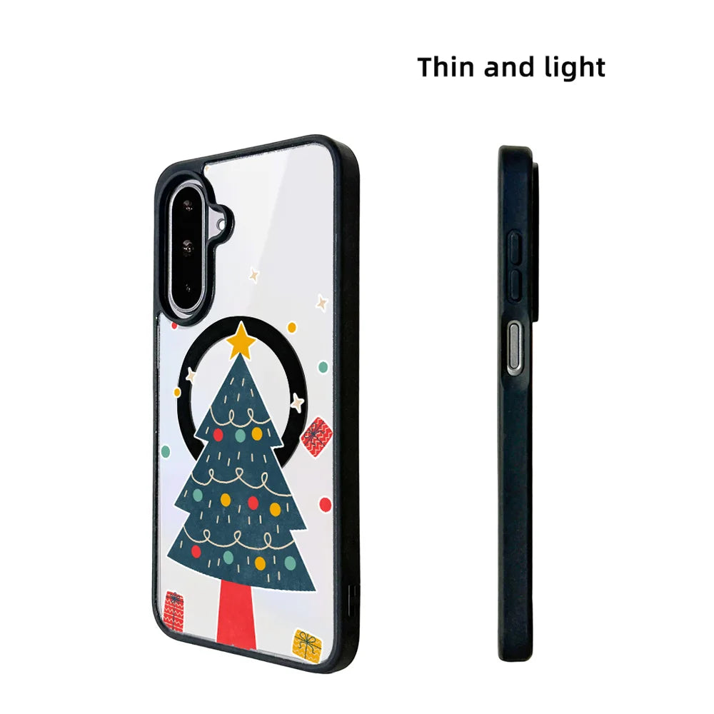EYCASE For Samsung Galaxy A15 4G / Galaxy A15 5G Christmas Series Magnetic Case  Pattern Print TPU + Acrylic Cover Magnetic Case - Minimalist Christmas Tree - 6