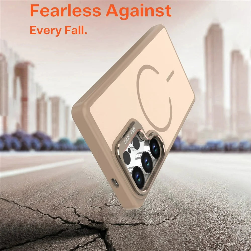 For Samsung Galaxy S23 Ultra  /  S22 Ultra 5G Magnetic Case Skin-touch PC + TPU Phone Cover with Foldable Kickstand - Desert Gold - 3