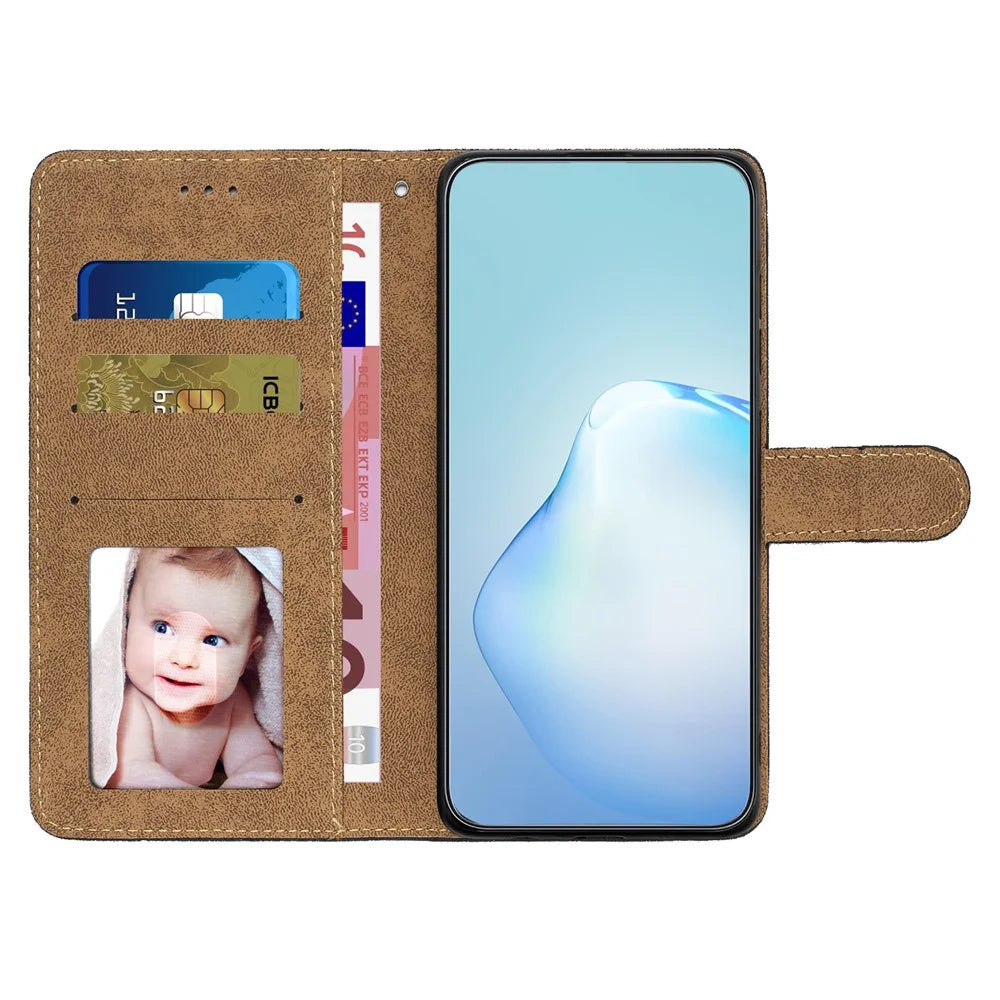 For Samsung Galaxy A57 5G Case Crazy Horse Texture PU Leather Wallet Stand Phone Cover - Black - 2