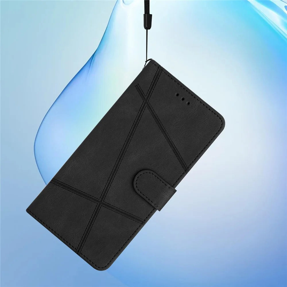 For Samsung Galaxy A57 5G Case Crazy Horse Texture PU Leather Wallet Stand Phone Cover - Black - 6