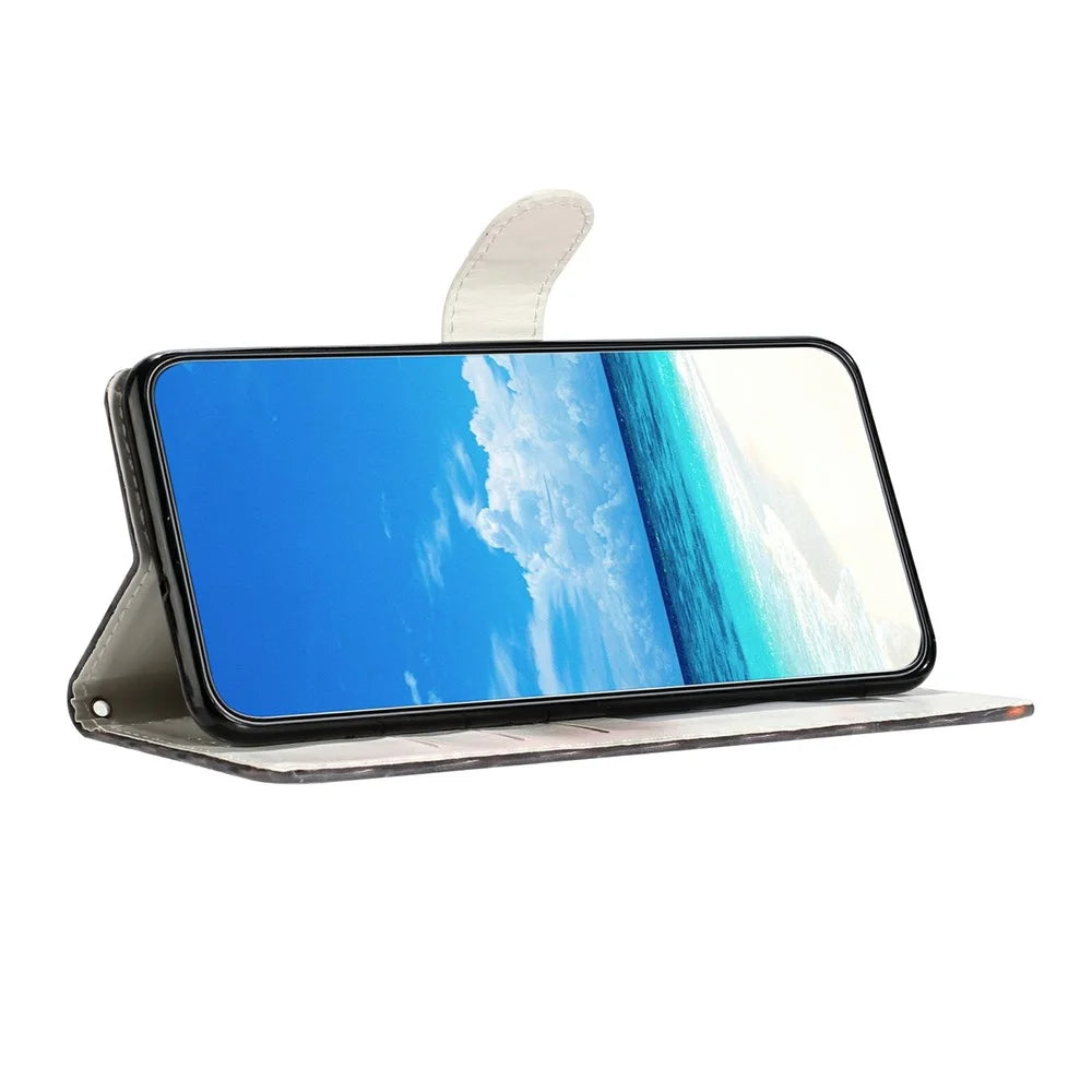 For Samsung Galaxy A27 5G Wallet Case PU Leather Pattern Printing Stand Phone Cover with Strap - Blue Butterfly - 3