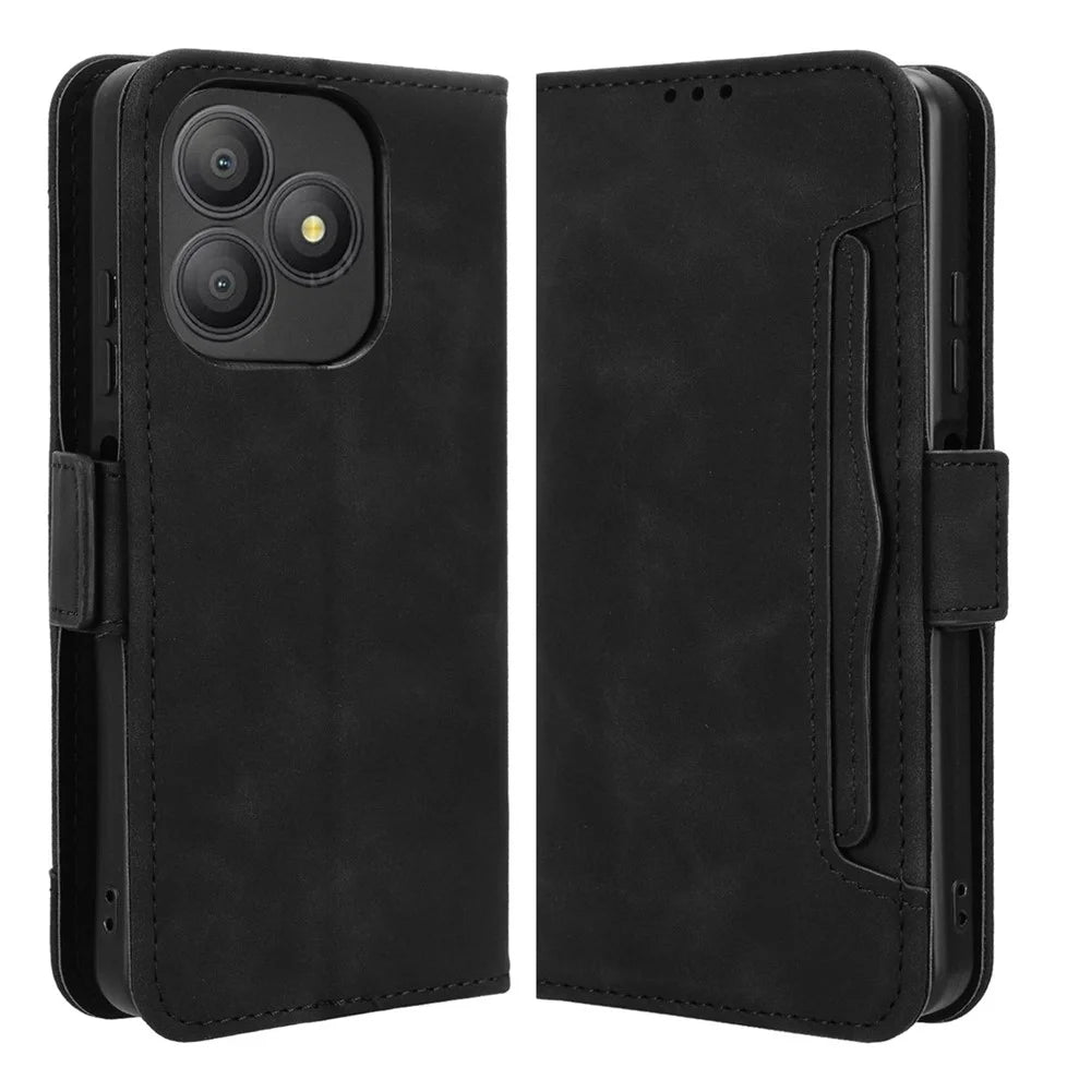 For Blackview Wave 9C Leather Case Phone Wallet Cover with Multiple Card Slots - Black - 1