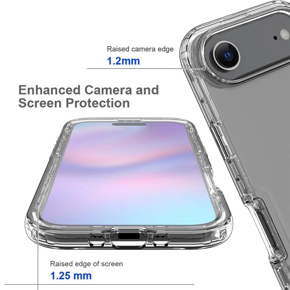 For iPhone Air Case Built-In PET Screen Protector PC+TPU Full Body Shockproof Phone Cover - Black - 6