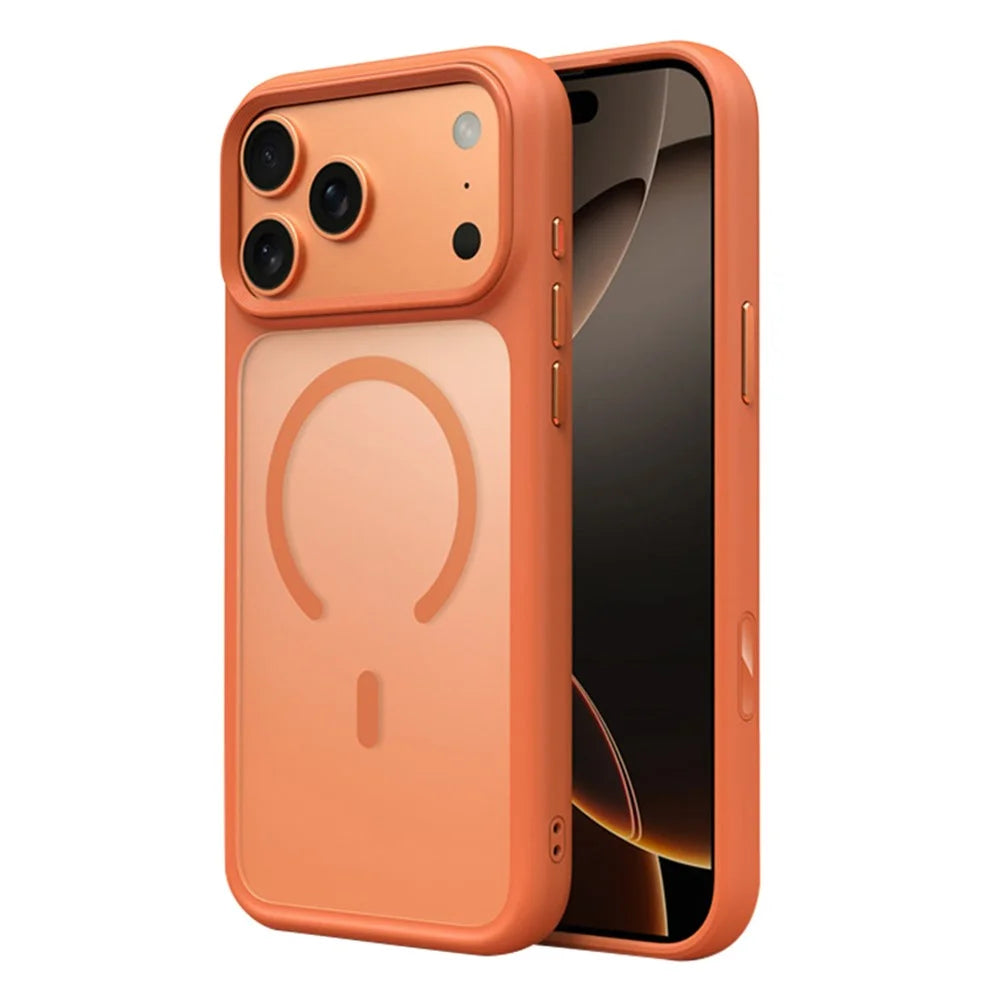 For iPhone 17 Pro Max Case with AI Photo Button Matte PC + TPU Phone Cover Compatible with MagSafe - Orange - 1