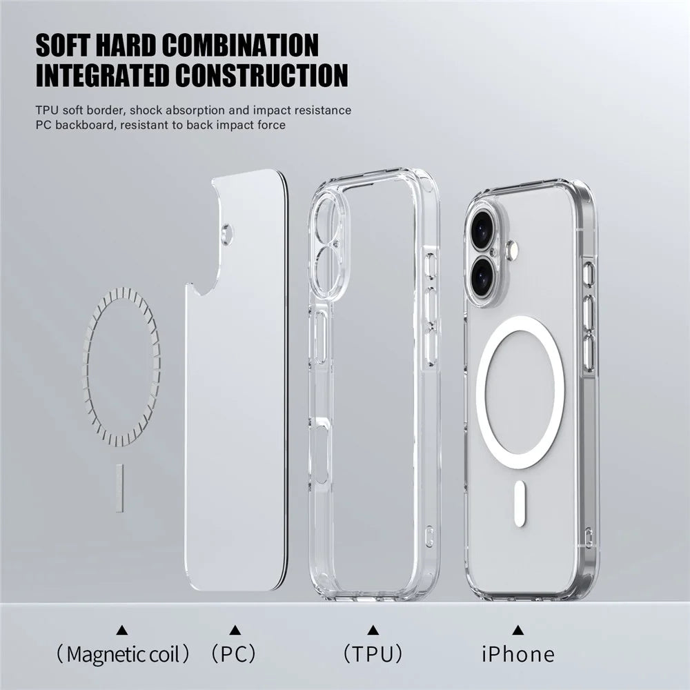 IPAKY For iPhone 17 Clear Case TPU + PC Slim Phone Back Cover Compatible with MagSafe - Transparent - 2