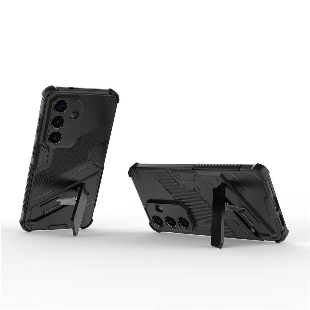 For Samsung Galaxy S26+ Case PC + TPU Shockproof Phone Cover with Kickstand - Black - 2