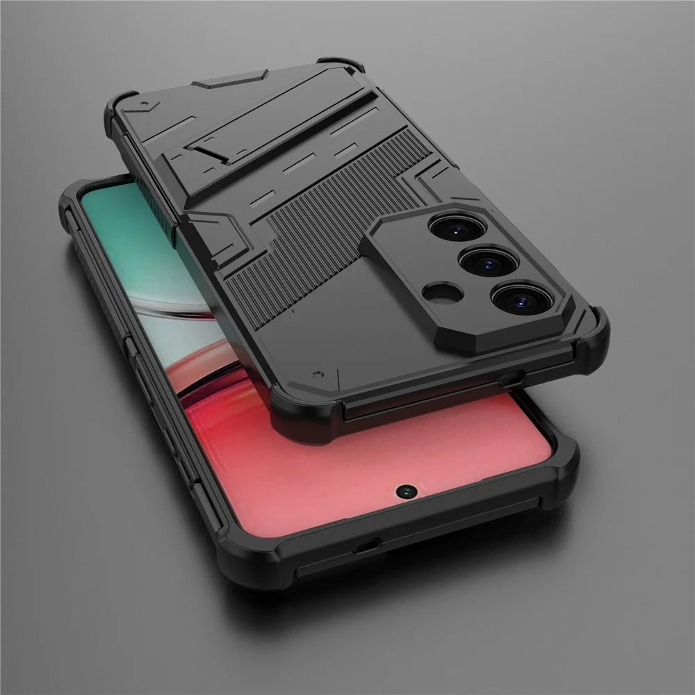 For Samsung Galaxy S26+ Case PC + TPU Shockproof Phone Cover with Kickstand - Black - 7
