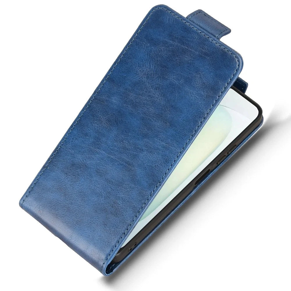 For Blackview Wave 9C Stand Case Magnetic Clasp Vertical Flip Leather Phone Cover with Card Holder - Dark Blue - 4