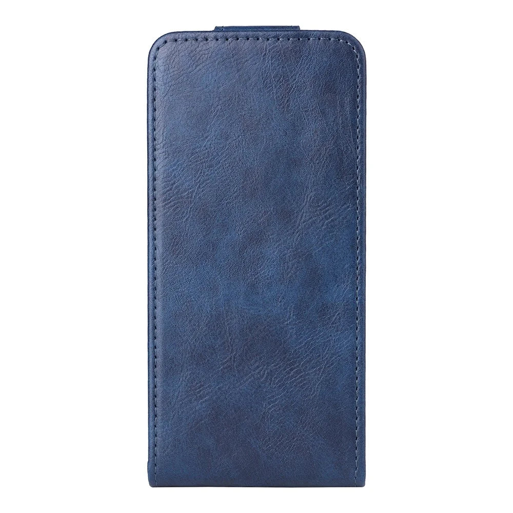 For Blackview Wave 9C Stand Case Magnetic Clasp Vertical Flip Leather Phone Cover with Card Holder - Dark Blue - 6