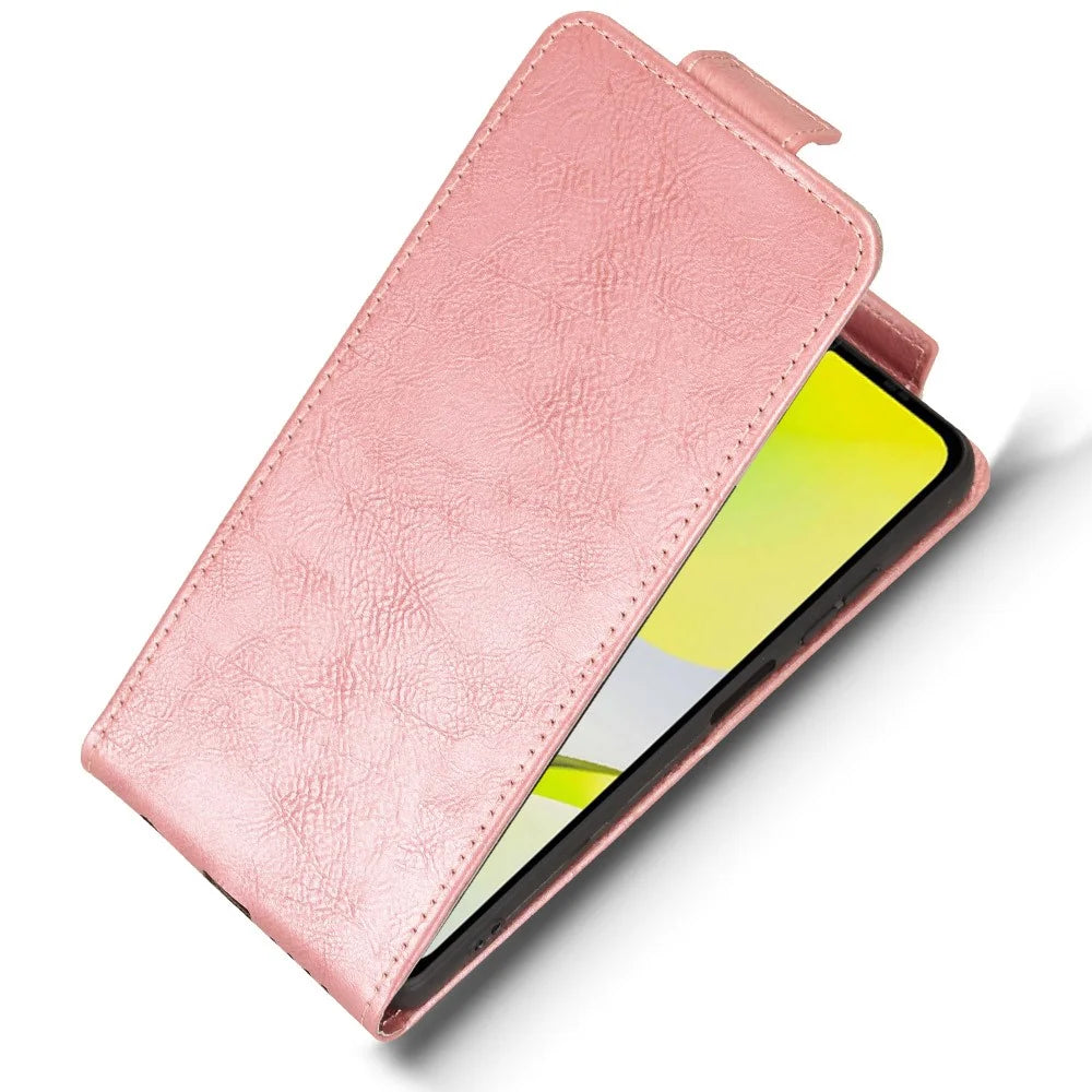 For ZTE Blade A76 4G Stand Case Magnetic Clasp Vertical Flip Leather Phone Cover with Card Holder - Rose Gold - 4
