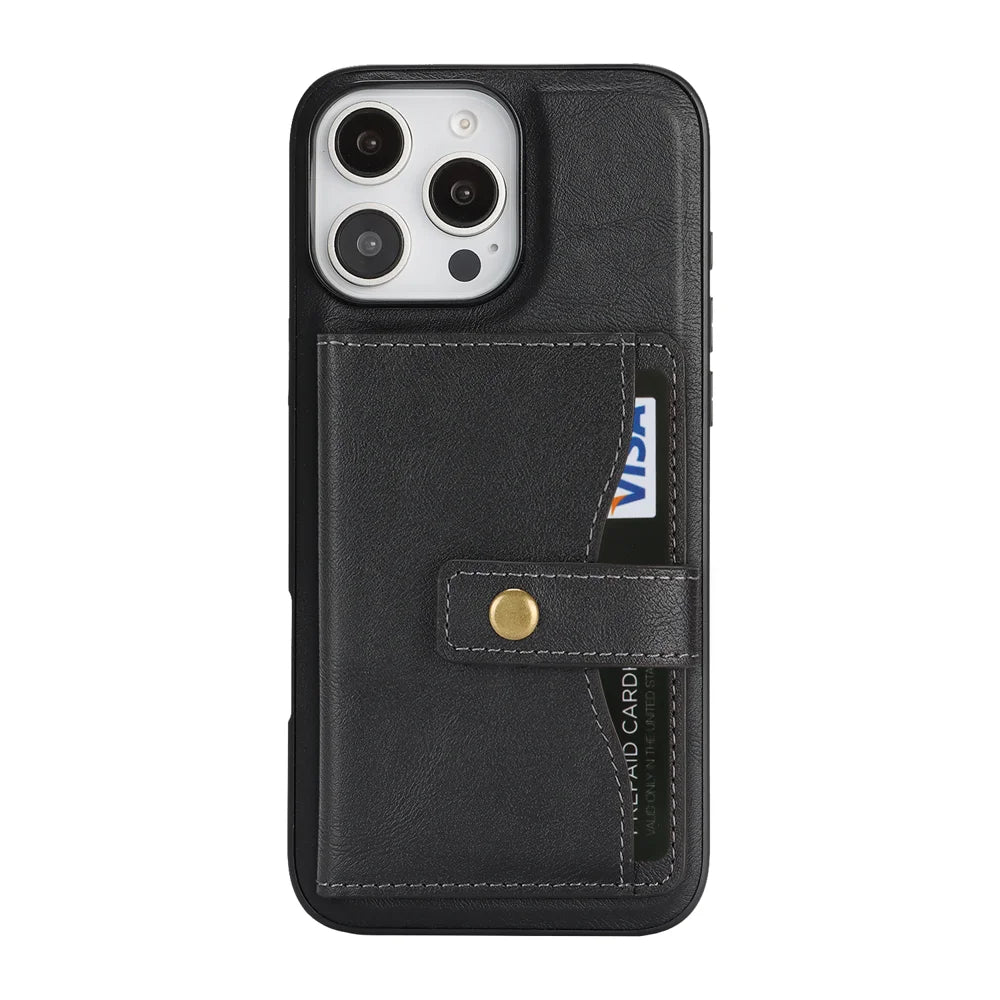 For iPhone 14 Pro Max Kickstand Case Detachable Card Bag Compatible with MagSafe PU Leather Coated TPU Phone Cover - Black - 2