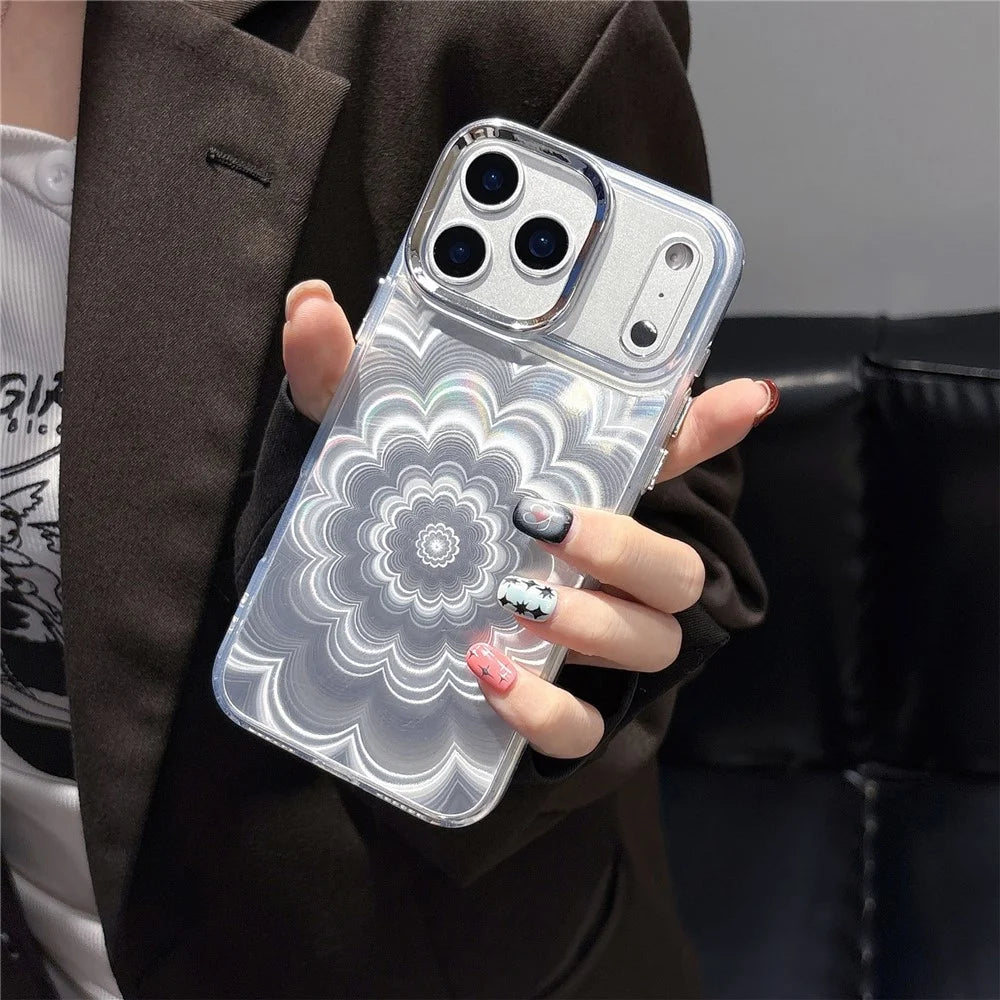 For iPhone 17 Pro Case Striking Phantom Flower TPU Cover with Electroplating Lens Frame - 2