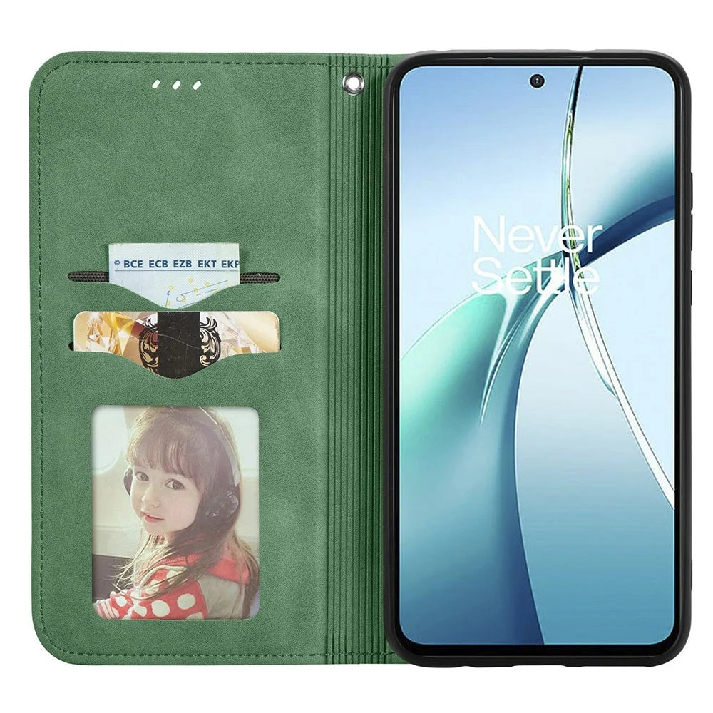 For Blackview Color 6 Leather Case with Card Holder Magnetic Absorption Phone Cover - Green - 2
