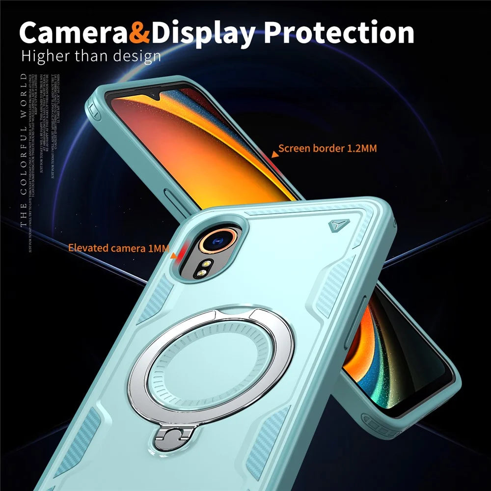 For Samsung Galaxy Xcover7 Magnetic Case Military Protection PC + TPU Kickstand Phone Cover - Baby Blue - 5