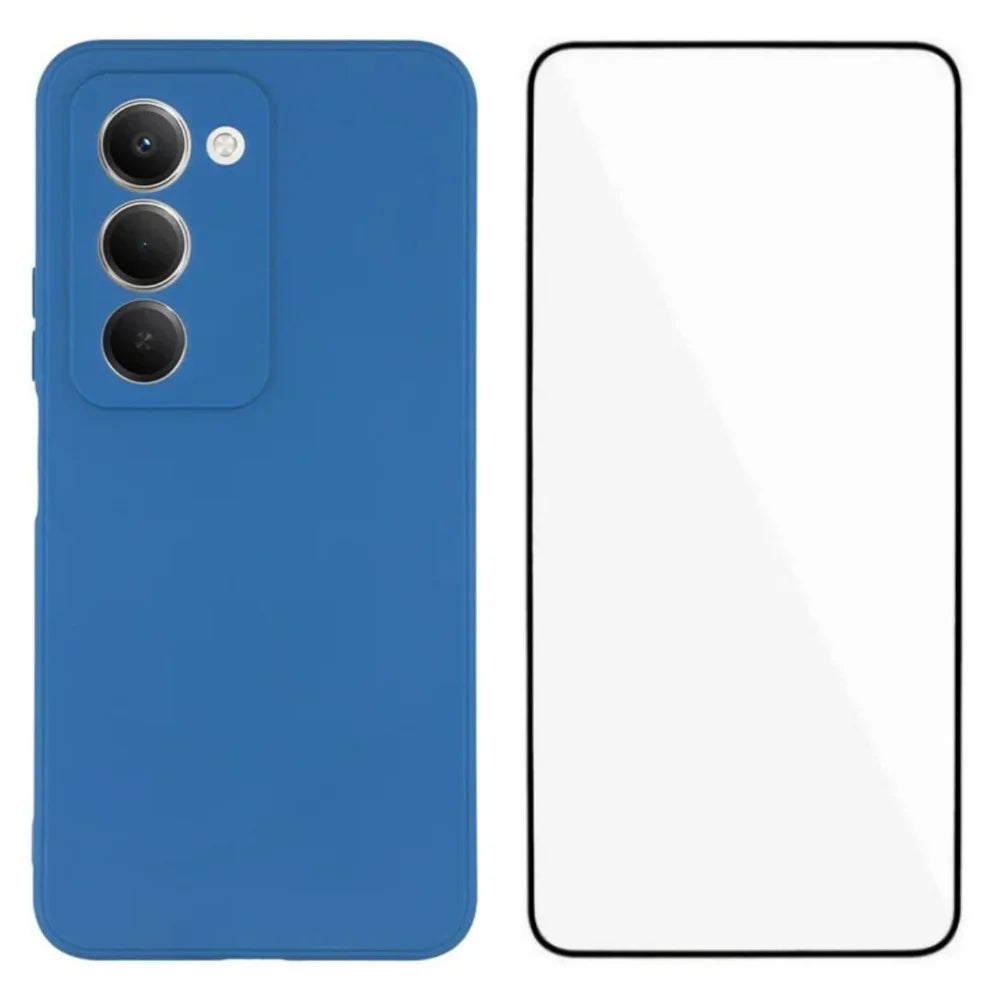 WANLONFENG For Xiaomi Redmi 15 5G (Global) (169mm) Case  ZB Series Precise Cutouts Straight Edge TPU Phone Cover with Tempered Glass Film - Sapphire - 1