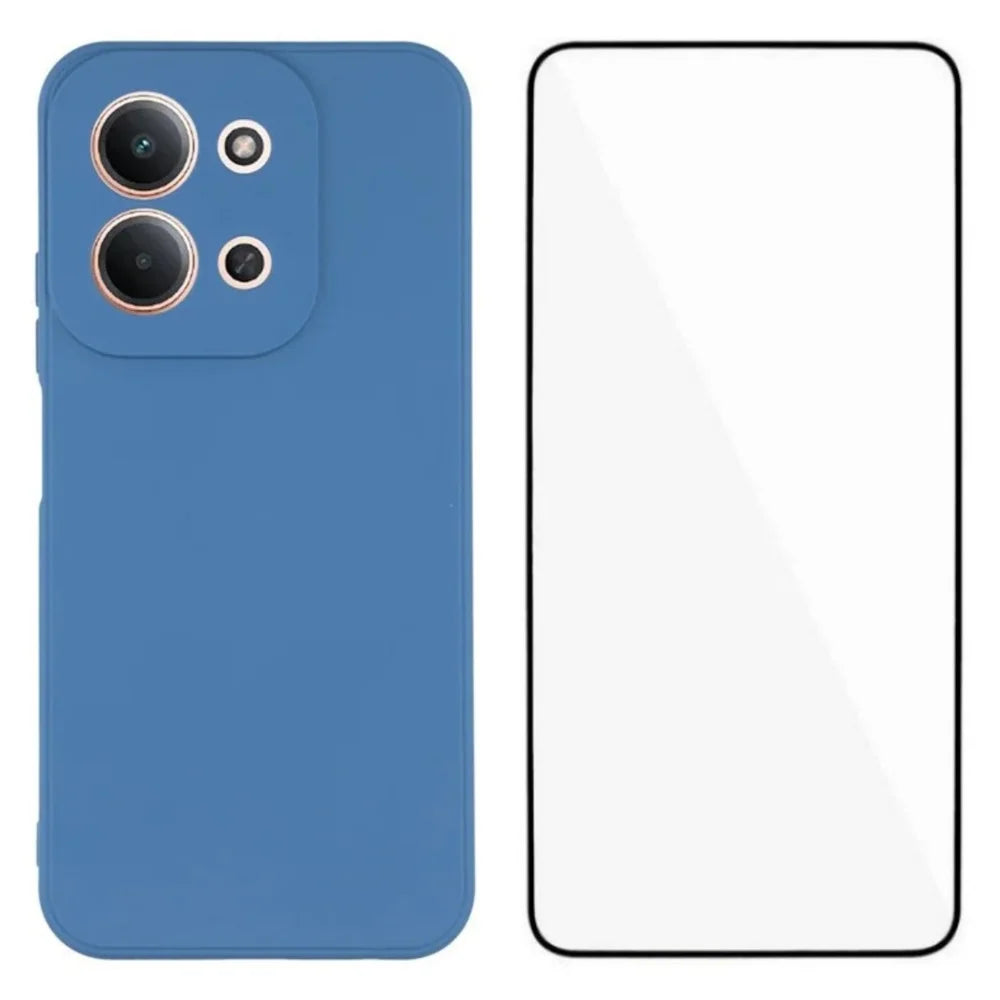 WANLONFENG For Xiaomi Redmi 15C 5G (EU) (173mm) / Xiaomi Redmi 15C 4G (EU) (173mm) Case  ZB Series Precise Cutouts Straight Edge TPU Phone Cover with Tempered Glass Film - Sapphire - 1