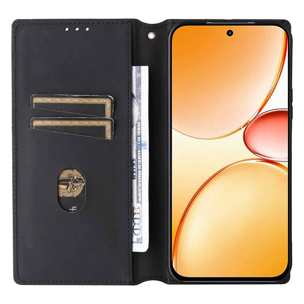 Wallet Case For Realme C100 5G / C83 5G / C85 4G / C85 5G / 15x (India) 5G Rhombus Imprinted PU Leather Phone Cover - Red - 2