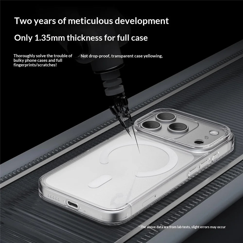 For iPhone 17 Pro Max Case Compatible with MagSafe Ultra Thin Tempered Glass Shockproof Phone Back Cover  - White - 3