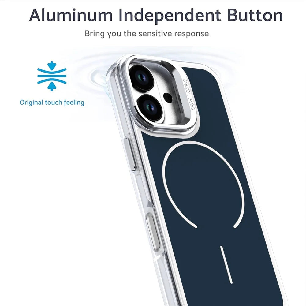 For iPhone 17 Case Compatible with MagSafe Lens Kickstand TPU PC Phone Cover - Blue - 2