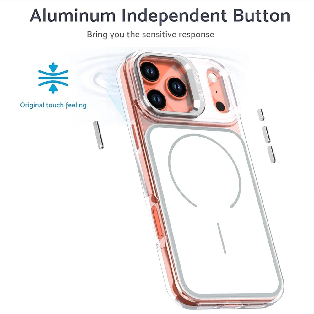 For iPhone 17 Pro Max Case Compatible with MagSafe Lens Kickstand TPU PC Phone Cover - White - 2