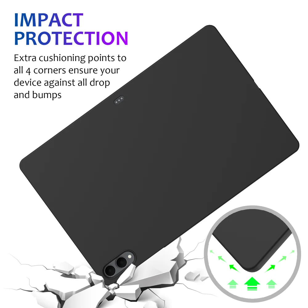 For Samsung Galaxy Tab S11 Ultra Case Liquid Silicone Anti-Scratch Tablet Cover - Black - 3
