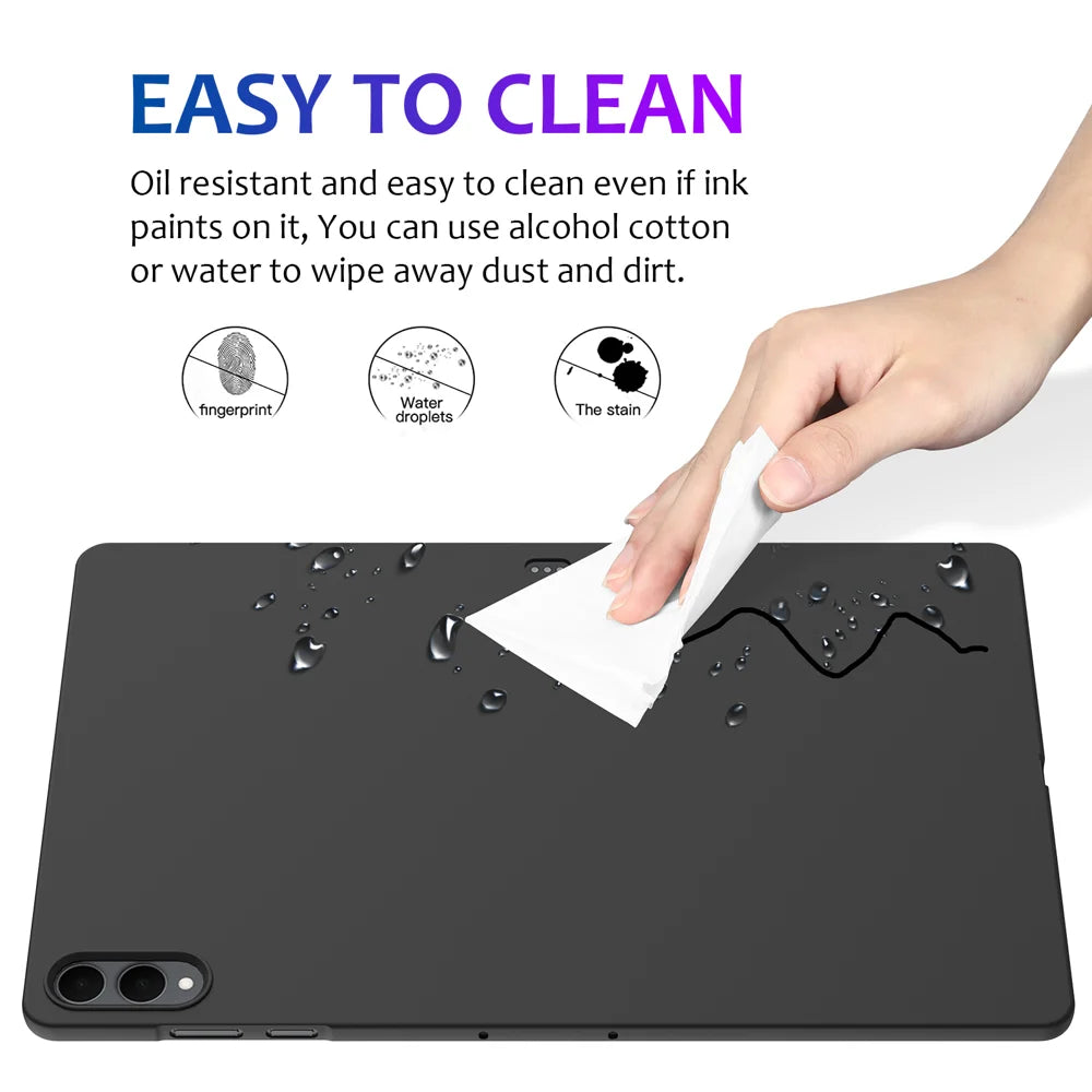 For Samsung Galaxy Tab S11 Ultra Case Liquid Silicone Anti-Scratch Tablet Cover - Black - 4