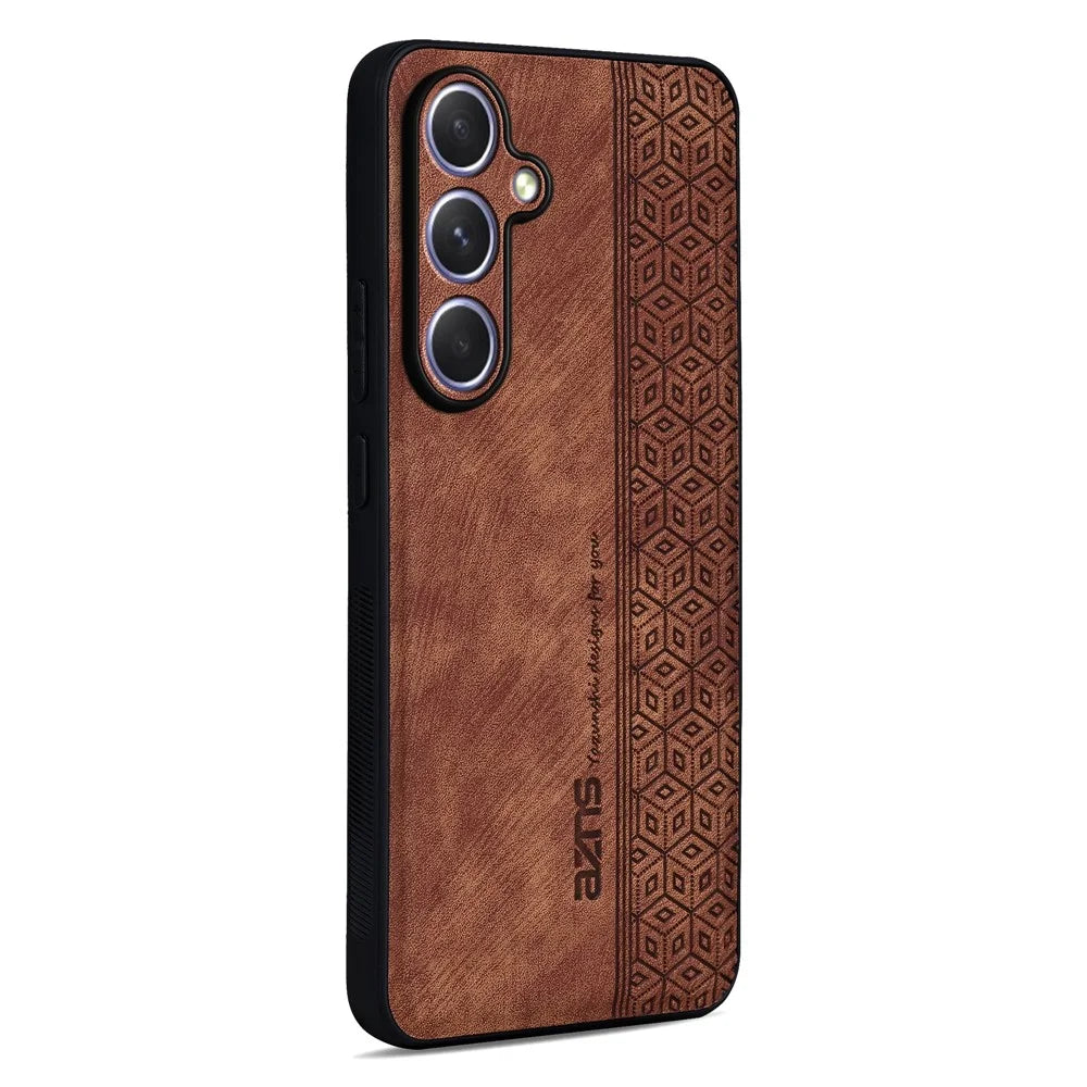 AZNS For Samsung Galaxy A37 5G Case PU Leather Covered TPU Phone Protective Cover - Brown - 1