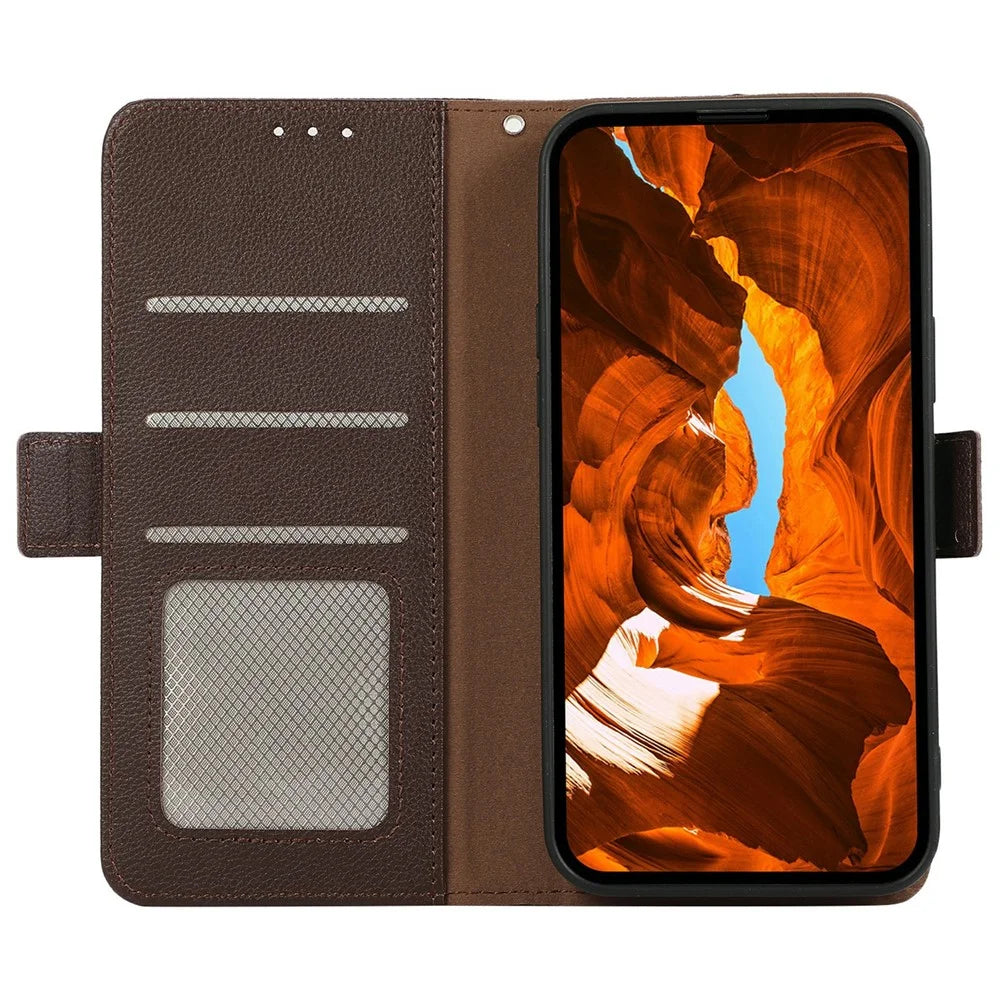 ABEEL For Google Pixel 10a Case Litchi Texture Leather RFID Blocking Phone Cover - Brown - 2